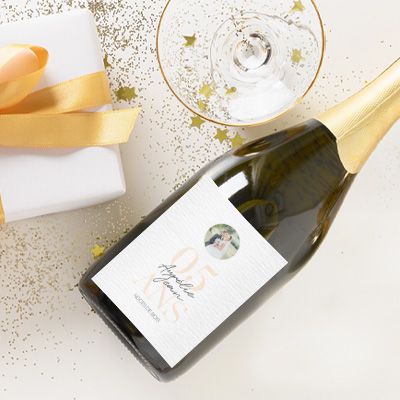 Bouteille de champagne personnalisée anniversaire de mariage - Noces de Bois