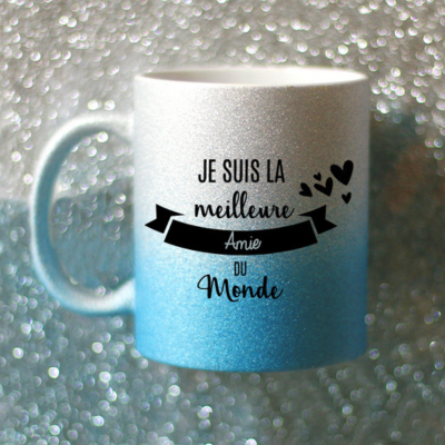 Mug personnalisé à paillettes - Meilleure du monde