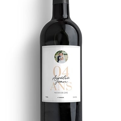 Bouteille de vin personnalisée anniversaire de mariage - Noces de Cire