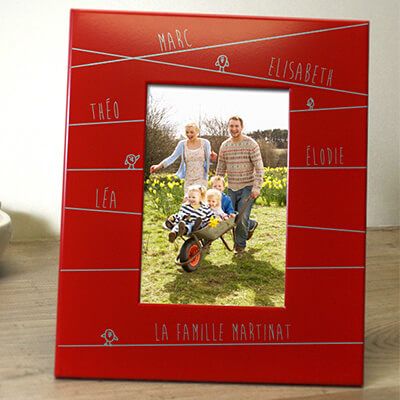 Cadre métal rouge gravé Famille Message