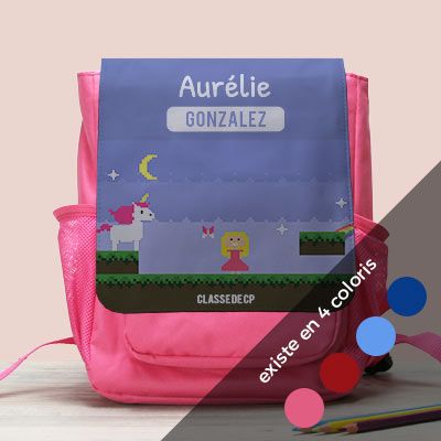 Sac à dos enfant personnalisable - Jeux Vidéo Rétro - Version Fille