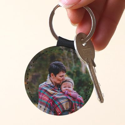 Porte-clés photo personnalisé en simili cuir
