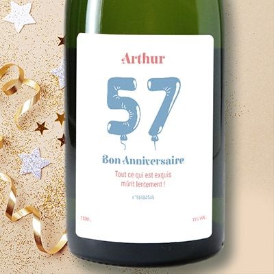 Bouteille de champagne personnalisée anniversaire - Ballons Bleu