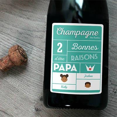 Bouteille de champagne personnalisée papa - Family Circus