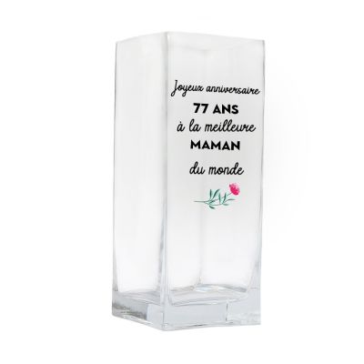 Vase cubique message maman 77 ans