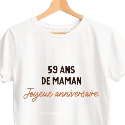 T-shirt blanc femme message maman 59 ans