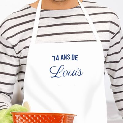 Tablier blanc personnalisable homme 74 ans