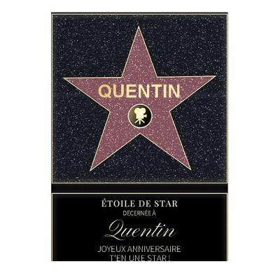 Affiche etoile de star personnalisée pour un Quentin