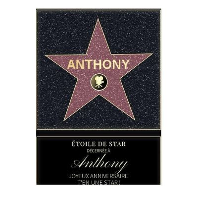 Affiche etoile de star personnalisée pour un Anthony