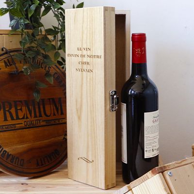 Personnalisé en bois Coffret vin avec Clear Lid-Feuilles Cadeau Mariage