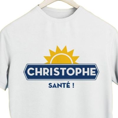 T-shirt blanc homme personnalisé pour un Christophe