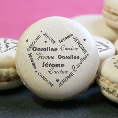 Macarons coeur prénoms Couple