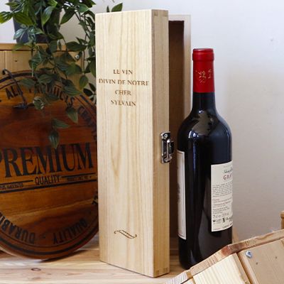 Caisse à vin personnalisée en bois - Message