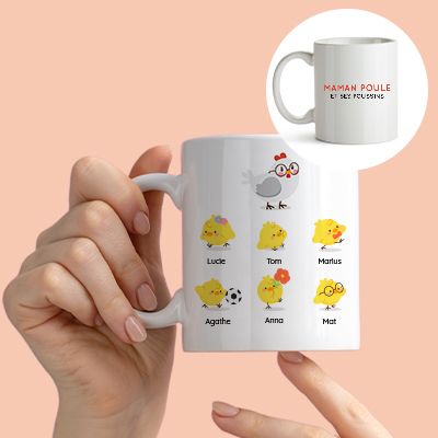 Mug personnalisé - Famille poussins
