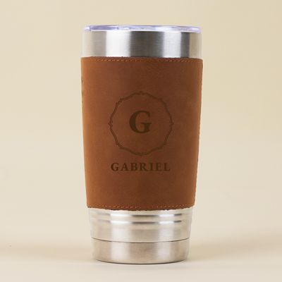 Gourde en cuir personnalisée - Monogramme