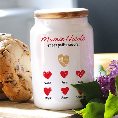 Pot à biscuits personnalisé - Mamie et ses petits coeurs