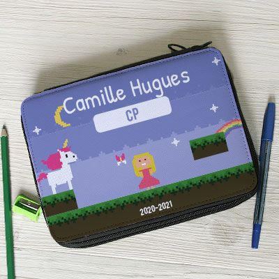 Trousse d'école avec fournitures - Collection Jeux Vidéo Retro - Version Fille