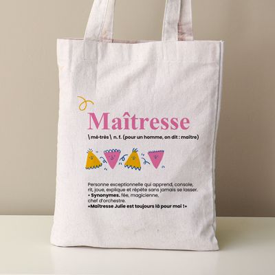 Tote bag personnalisé - Définition Maitresse