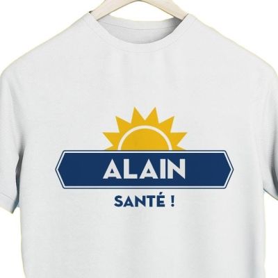 T-shirt blanc homme personnalisé pour un Alain