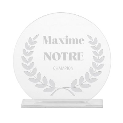 Trophée en verre personnalisé pour un Maxime