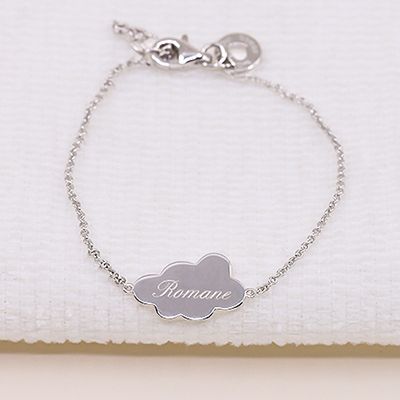 Bracelet enfant personnalisé Nuage - Plaqué or 18 carats ou argent