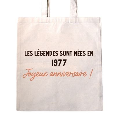 Tote bag message générique femme née en 1977