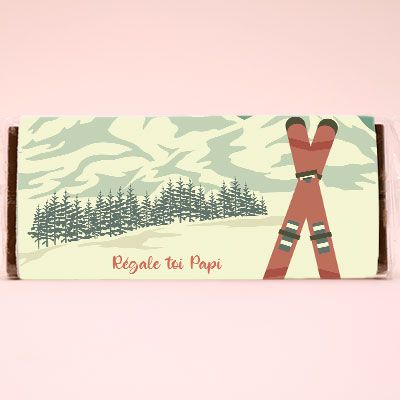 Tablette de chocolat Retro ski
