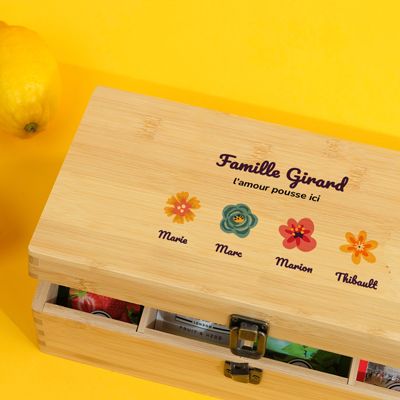 Boîte à thé personnalisée - Famille fleurs