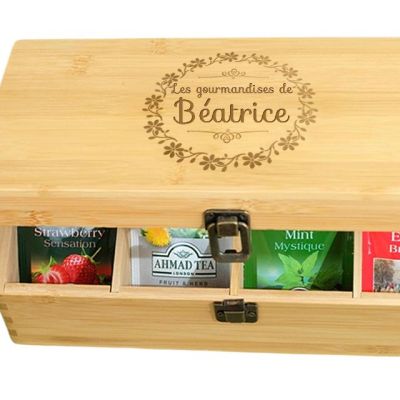 Boîte à thé en bois personnalisée pour une Béatrice