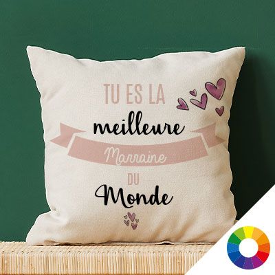 Coussin personnalisé - Texte et Photo | Noir