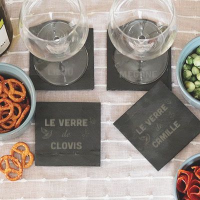 Sous-verres personnalisés en ardoise naturelle
