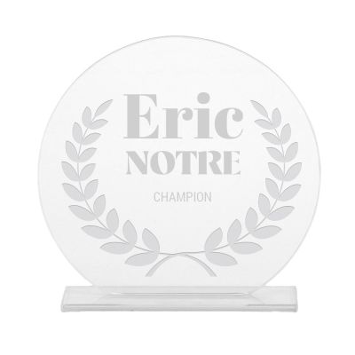 Trophée en verre personnalisé pour un Eric