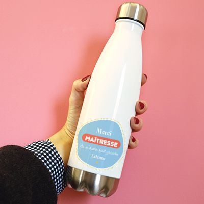 Gourde isotherme en inox personnalisable - L'Ecole est Finie