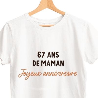 T-shirt blanc femme message maman 67 ans