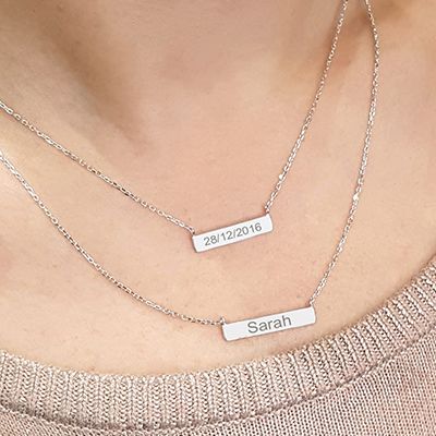 Collier double plaques en argent véritable