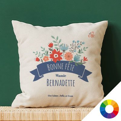 Coussin personnalisé - Mamie Fleurie