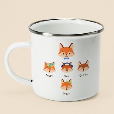 Mug personnalisé émaillé - Papa Renard et sa meute
