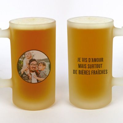 Chope de bière personnalisée - Photo et texte