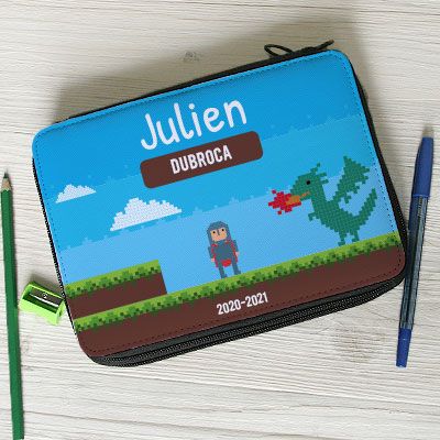 Trousse d'école avec fournitures - Collection Jeux Vidéo Retro - Version Garçon