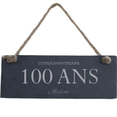 Plaque de porte en ardoise femme 100 ans