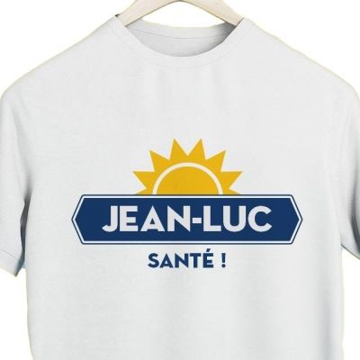 T-shirt blanc homme personnalisé pour un Jean-Luc