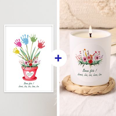 Coffret personnalisé affiche et bougie - Empreintes