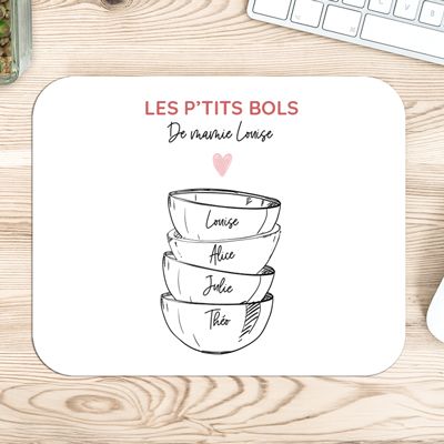 Tapis de souris personnalisé - Bols prénoms famille