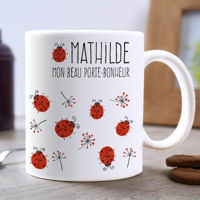 Mug personnalisé prénom - Coccinelle Porte-bonheur