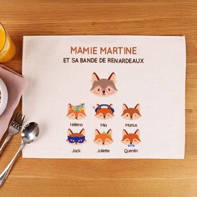Set de table personnalisé - Mamie Renard et sa meute