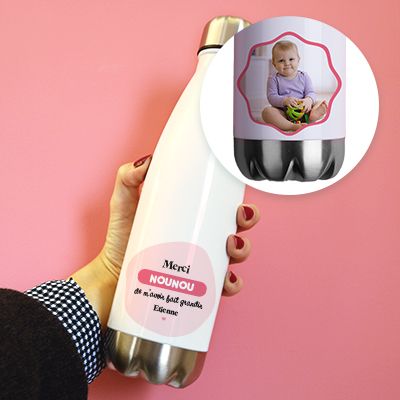 Gourde isotherme en inox personnalisable - Nounou