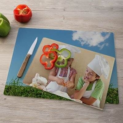 Planche à découper en verre personnalisée - Photo