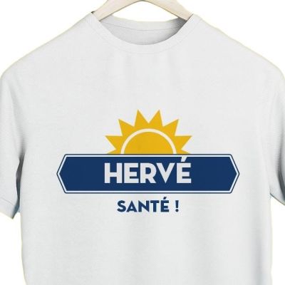 T-shirt blanc homme personnalisé pour un Hervé