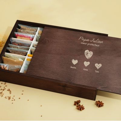 Grand coffret 36 épices personnalisé - Papa et ses petits coeurs