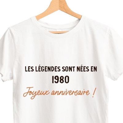 T-shirt blanc femme message générique année 1980